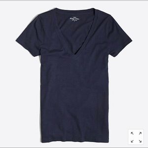 J.CREW Featherweight Slub Cotton Navy V XS Tshirt